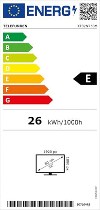 Telefunken XF32N750M 32-inch Full HD LED TV with 80 cm screen diagonal and integrated triple tuner, black