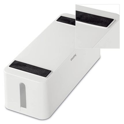 Hama "Maxi" cable box with lid and rubber feet (organizer to prevent cable clutter, storage box for hiding power strips, adapters and cables, protection from children and animals), white, 40 x 15.5 x 13.8 cm