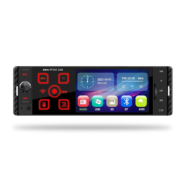 Xblitz RF350 CAM autoraadio tahavaatekaameraga, Bluetooth 4.0, kaugjuhtimispult, USB, lisasisend, 1DIN
