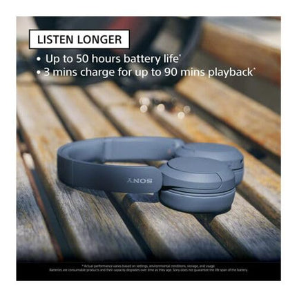 Sony WH-CH520 juhtmevabad Bluetooth-kõrvaklapid, kuni 50 tundi aku tööiga kiirlaadimisega, kõrvapealsed, mustad (uuendatud)