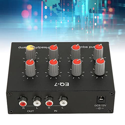 7-band audio equalizer, adjustable 7-band EQ amplifier equalizer with input output, high-bass adjustment, digital two-channel equalizer