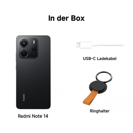 Xiaomi Redmi Note 14 nutitelefon, 8 + 128 GB, must, 108 MP tehisintellektiga kaamerasüsteem, 5500 mAh aku, 120 Hz silmakaitsega ekraan, tehisintellekti funktsioonid (laadijat ei kuulu komplekti)