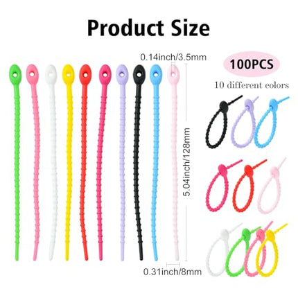 DanLingJewelry 500 Pieces 5 Inch Colorful Silicone Spiral Ties Oval Shape Reusable Silicone Rubber Cable Ties Cord Organizer Straps for Wire Organization Home Office