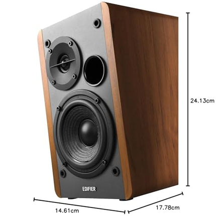 Edifier Studio R1280DB - 2.0 Bluetooth-kõlarisüsteem (42 vatti), raamaturiiuli kõlar infrapunapuldiga puiduvärvis