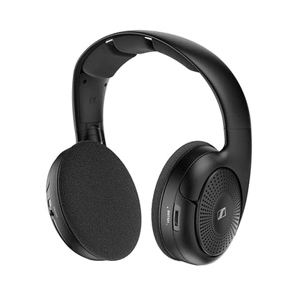 Sennheiser RS ​​​​120-W juhtmevabad kõrvaklapid kristallselge teleriheli jaoks - kerge disain, 3 helirežiimi, 60 m signaaliulatus, komplekt saatjat/laadijat - must