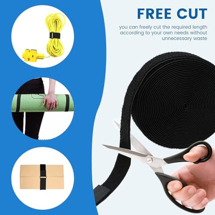 Adjustable cable ties with 50 buckles, free cutting length, reusable fastening ties for securing cables, hoses, pipes and more, 10 m x 2 cm