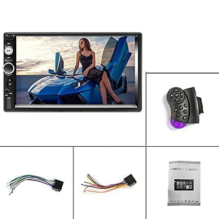 Podofo 2 DIN autoraadio Bluetooth-vabakäesüsteemiga, 7-tolline autostereo ekraani/USB/FM/AUX/TF/roolijuhtimise/peegliühendusega Androidi/iOS-i telefonidele + tahavaatekaamera