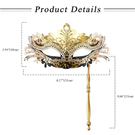 OIDEA naiste maskeraadimask pulgaga rhinestones kaunistustega karnevali Veneetsia mask halloweeni karnevalipeokostüüm pallimask must kuld