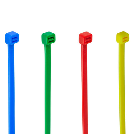 Gocableties cable ties 300 mm x 4.8 mm, high-quality, sturdy, nylon, red, green, blue and yellow, 200 pieces, multi-coloured
