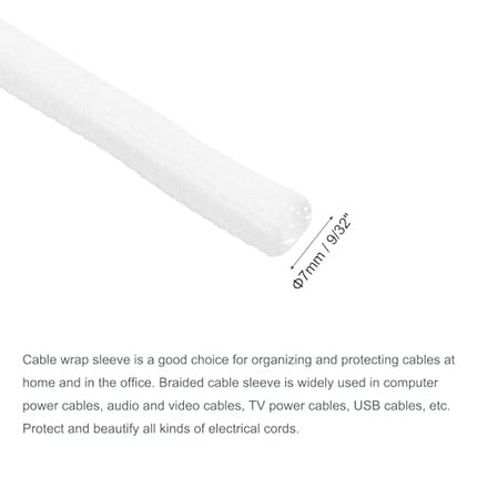 sourcing map Wire Braided Sleeving UL94-V2, Fire-Resistant PET Sleeve for Automotive, Home Cable Management, 6.5 m, White