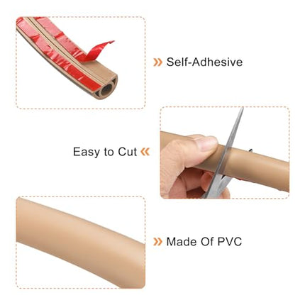 uxcell D20 2.0 m Floor Cord Cover, PVC Cord Cover Floor, Wire Cover for Extension Cords, Protect Wires and Prevent Cable Trips, Hole Width 0.8 cm, Brown