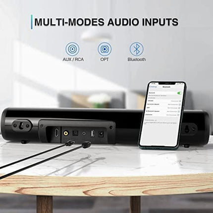 Heliriba telerile, arvutile, mängukõlarile, puldiga, 2.0 kanaliga 3 ekvalaiser, 30W, 20-tolline mini Bluetooth 5.0 muusikakast kodukino meelelahutussüsteemile koos RCA, USB, optilise ja AUX-pordiga