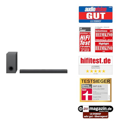 LG DS80QY 3.1.3 heliriba (480W) juhtmevaba subwooferiga ja MERIDIAN tehnoloogiaga (Dolby Atmos, HDMI, Bluetooth), tume hõbedane teras