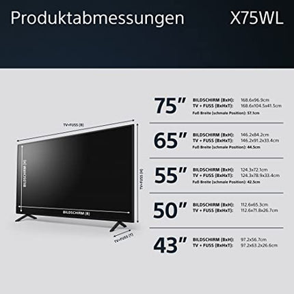 Sony BRAVIA, KD-50X75WL, 50-tolline televiisor, LED, 4K HDR, Google TV, nutiteler, töötab Alexaga, BRAVIA CORE, HDMI 2.1, mängumenüü ALLM-iga