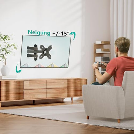 WALI TV seinakinnitus, pööratav ja kallutatav monitori seinakinnitus 13-32-tollisele LED-telerile, lameekraanile kuni 15 kg, VESA kuni 100 x 100 mm (1330 lm), must