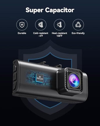 REDTIGER 4K STARVIS 2 autoregistraator esi- ja tagaosaga, 3,18-tolline puuteekraan, hääljuhtimine, 5,8 GHz WiFi GPS, tasuta 128 GB kaart, 2160P UHD öönägemine, WDR, parkimismonitor (F7N Touch)