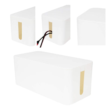 ASelected Set of 3 Cable Boxes Large, Medium and Small Cables White Hide Box for Cables, Cable Organizer Box White Cable Hide Box with 3 x 1m Cable Ties and 20 x 3M Double-Sided Stickers