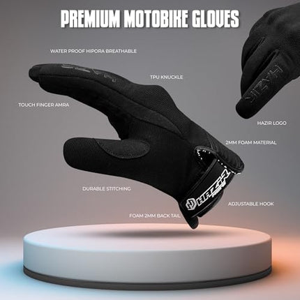 HAZIR Motorcycle Gloves for Men, Touchscreen Gloves on the Fingers, Motorcycle Gloves for Road Biking, Motocross, Climbing and More Outdoor Sports, Size XS