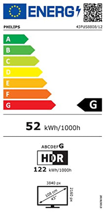 Philips Ambilight TV | 43PUS8808/12 | 108 cm (43 tolli) 4K UHD LED-teler | 120 Hz | HDR | Dolby Vision | Google TV | VRR | WiFi | Bluetooth | DTS:X | Hääljuhtimine