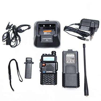 Baofeng BF UV-5R kolmekordne 8/4/1-vatine suure võimsusega pikamaa kahesuunaline raadiosaatja (144MHz-146MHz VHF ja 430MHz-440MHz UHF), kahe sagedusalaga kaasaskantav raadiosaatja 3800mAh akuga (must)