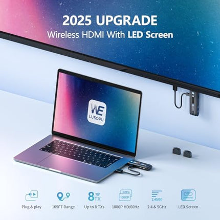 Juhtmevaba HDMI-saatja nutika LED-ekraaniga, juhtmevaba HDMI-saatja mitme sülearvuti jaoks (ainult saatja, vastuvõtja sidumine on vajalik)