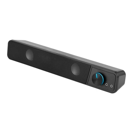 Speedlink BRIO Stereo Soundbar – arvuti heliriba, suurepärane helikvaliteet, 12 vatti, 2x 3,5 mm pesaühendus, USB A-pistik, helitugevuse regulaator, kõrvaklappide ja mikrofoni pesa, must