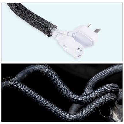 sourcing map Wire Loom Split Sleeve 5/16 inch 2.5m White Self-Wrapping Braided Sleeve UL94-V2 Flame Resistant PET Sheath for Automotive Home Cable Management