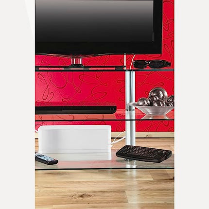 Hama "Maxi" cable box with lid and rubber feet (organizer to prevent cable clutter, storage box for hiding power strips, adapters and cables, protection from children and animals), white, 40 x 15.5 x 13.8 cm