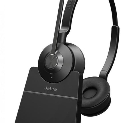 Jabra Engage 55 stereo peakomplekt UC, Link 400a DECT adapter USB-A, Engage 55 lauaalus, 1,2 m USB-C - USB-A kaabel, kandekott, garantii ja hoiatused (ohutusbrošüürid)