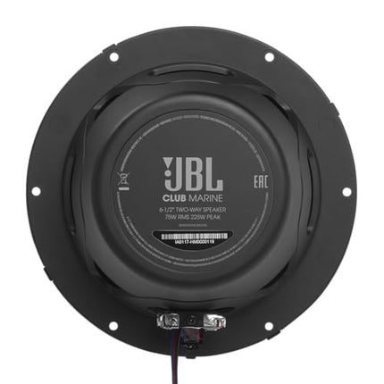 JBL Club Marine kõlarid 6 1/2" 2-suunaline kõrgjõudlusega veekindel õuekõlar, 225W Harman Kardoni paadikõlarid, IPx5 ilmastikukindel õuekõlar, 7 värvi LED-valgustus, 2 grillivärvi
