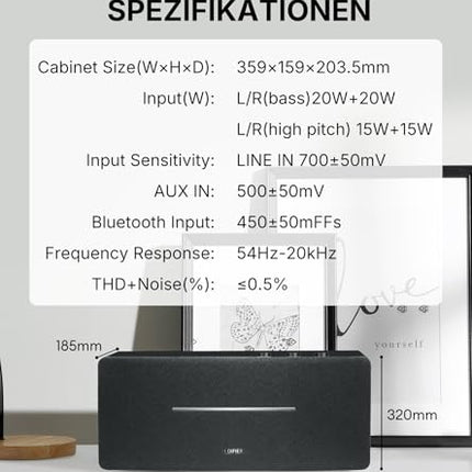 EDIFIER D12 kompaktne stereo kõlarisüsteem (70W) Bluetooth 5.0 ja infrapuna puldiga - ideaalne söögituppa, kööki, töökohale.
