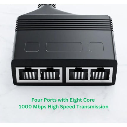 Panlouting 1000Mbit/s RJ45 Etherneti 1-4 jaoturadapter, 4 porti samaaegseks kasutamiseks, kiire interneti LAN-pesa pikendus USB-toitekaabliga