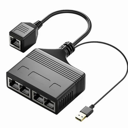 Panlouting 1000Mbit/s RJ45 Etherneti 1-4 jaoturadapter, 4 porti samaaegseks kasutamiseks, kiire interneti LAN-pesa pikendus USB-toitekaabliga