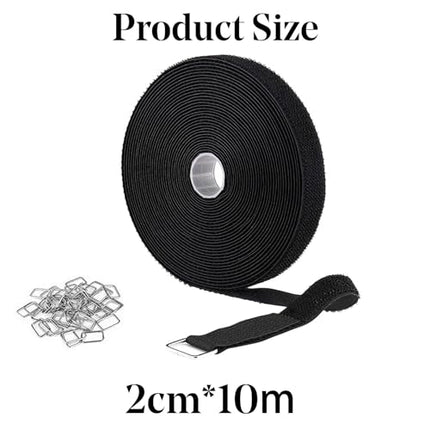 2 cm x 10 m takjapaelad 40 metallpandlaga, lõigatavad, korduvkasutatavad, mustad kaablisidemed, reguleeritava kinnitusega kaablirihmad, nailonist kinnitusrihm