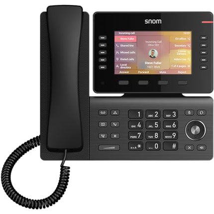 Snom D865 IP-telefon, SIP-lauatelefon, 5-tolline IPS-värviline ekraan 1280 x 720 pikslit, 12 SIP-identiteeti, 10 programmeeritavat funktsiooniklahvi, WiFi NFC, Bluetooth, 3-aastane tootjagarantii, must, 00004536