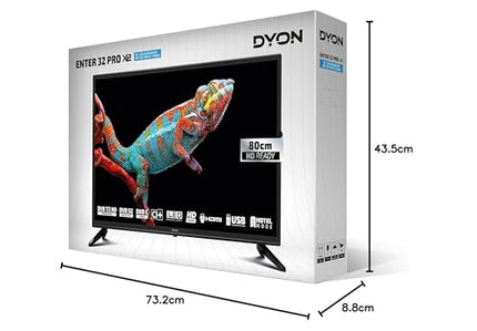 DYON Enter 32 Pro X2-80 cm (32-tolline) televiisor (kolmekordne tuuner (DVB-C/-S2/-T2), hotellirežiim, USB-meediapleier)