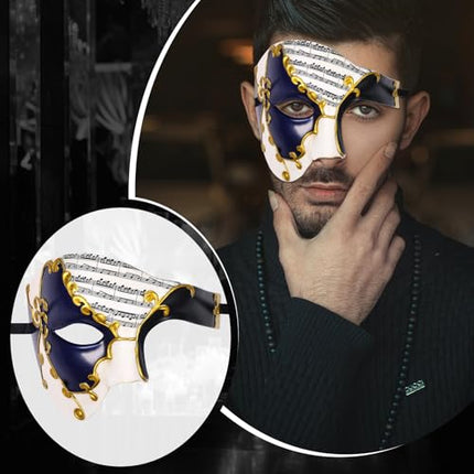 OIDEA meeste karnevalimaski poolmask: Vintage Itaalia Veneetsia mask Halloweeniks ja maskiballideks, Ooperifantoomi fantoomimask tumesinises kuldses värvitoonis pidudeks
