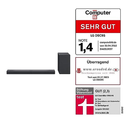 LG DSC9S 3.1.3 heliriba (400W) juhtmevaba subwooferiga (Dolby Atmos, HDMI, Bluetooth), must [mudeliaasta 2023]
