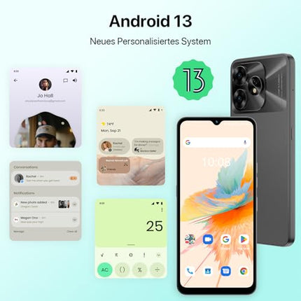 UMIDIGI A15 NFC mobiiltelefonid, 16 GB + 256 GB (kuni 2 TB) mobiiltelefon, 64 MP + 16 MP, 6,7-tolline HD+ ekraan, 5000 mAh + 20 W kiirlaadimine, Android nutitelefon 4G kahe SIM-kaardiga lukustamata mobiiltelefonid - hall (hall)