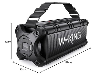 W-KING Bluetooth kõlar, 90W tippvõimsusega subwoofer, õuekõlar, IPX6 veekindel, kaasaskantav muusikakarp, sügav bass, Boombox, DSP, 40H aku, varupatarei, AUX, EQ, TF, telkimine, rand, aed