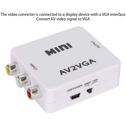 Mavis Laven Mini arvutiadapter VGA–AV RCA HDMI 480P komposiit AV–VGA teler digiboksi heli-teleri videomuundur arvutis (valge)