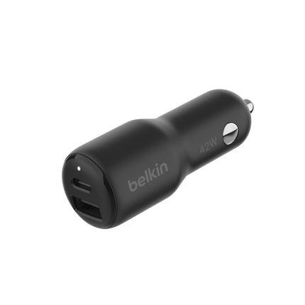 Belkin BoostCharge 2-pordiga autolaadija, 42W, kiirlaadimine USB-C, 30W PPS, 12W USB-A pordiga, Apple iPhone 16, 16 Pro, 16 Pro Max, iPhone 15, 14 seeria, Samsung Galaxy S24 ja teiste mudelite jaoks – must