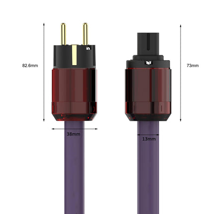 YuanYong Audiophile HiFi toitekaabel, heli toitejuhe, 12AWG 7N OCC, joonis 8, vahelduvvoolu toiteplokk, kullatud 2-kontaktiline pistik/IEC320-C7 pesa, 125V/15A kõlarite, võimendi, subwooferite, kodukino jaoks (1M/3.3Ft)
