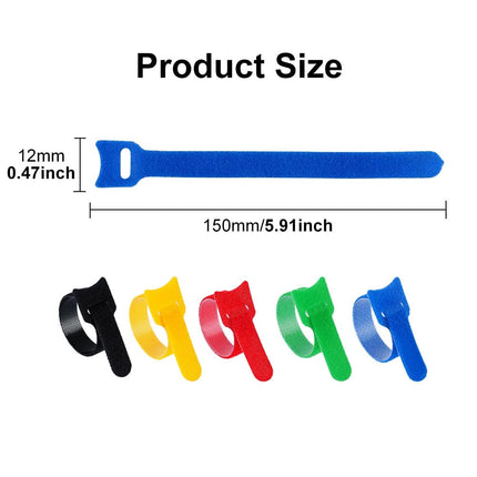 Reusable Cable Ties, Adjustable Multifunctional Cable Ties, Wire Organizer, Black Hook and Loop Nylon Cable Guide for PC Cable Management, Organizing Cables, TV,