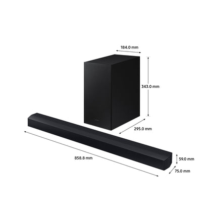 SAMSUNG Soundbar HW-C430/ZF C-Series, 3 speakers, subwoofer included, 2.1-channel audio, Adaptive Sound Lite, Black 2023