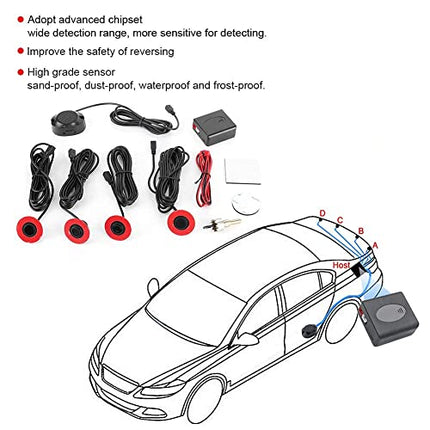 Car Premium Combi Parking Sensors 12V 16.5mm Parking Sensors Front Rear with Plug-in System Built-in Backup Radar Sensor Reversing Alarm Kit with Audio Buzzer Additional Kit (White)