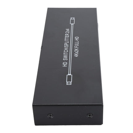 HDMI jaotur 2 sisendit, 4 väljundit, 4K HD lüliti puldiga, 3840 x 2160 kõrge resolutsiooniga, sülearvutitele, mängukonsoolidele, monitoridele, teleritele ja projektoritele (EL pistik)