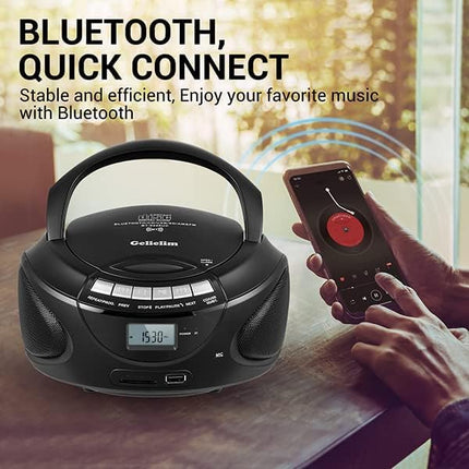 G Keni kaasaskantav CD-mängija Boombox Bluetoothiga, AM/FM-raadio, CD Boomboxi tugi USB, SD, MMC-draivi, Aux-sisend, kõrvaklapipesa, helitugevuse reguleerimine, stereoheli, LCD-ekraan, vooluvõrk ja aku