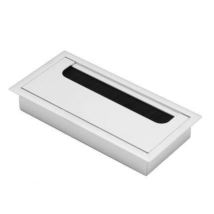Computer Desk Cable Grommet, Square, Aluminum Alloy, Cable Grommet Insert, Top Opening, Organizer, for Offices, Entertainment Areas, Workstations, Silver