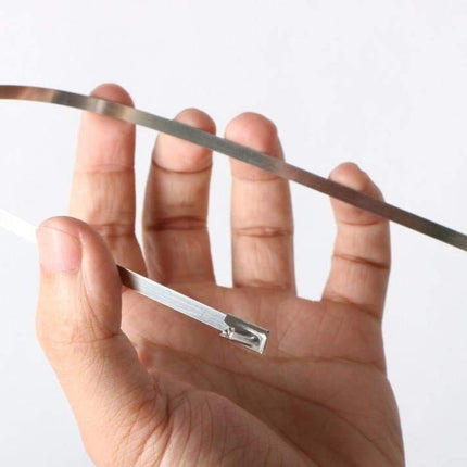 Mosie Stainless Steel Cable Ties, 50 Pack, 4.6 x 300 mm, SS304 Stainless Steel Cable Ties, Metal Cable Ties, Exhaust Wrap, Coated Locking, Cable Ties, 316 Marine Grade Metal Tie Wraps